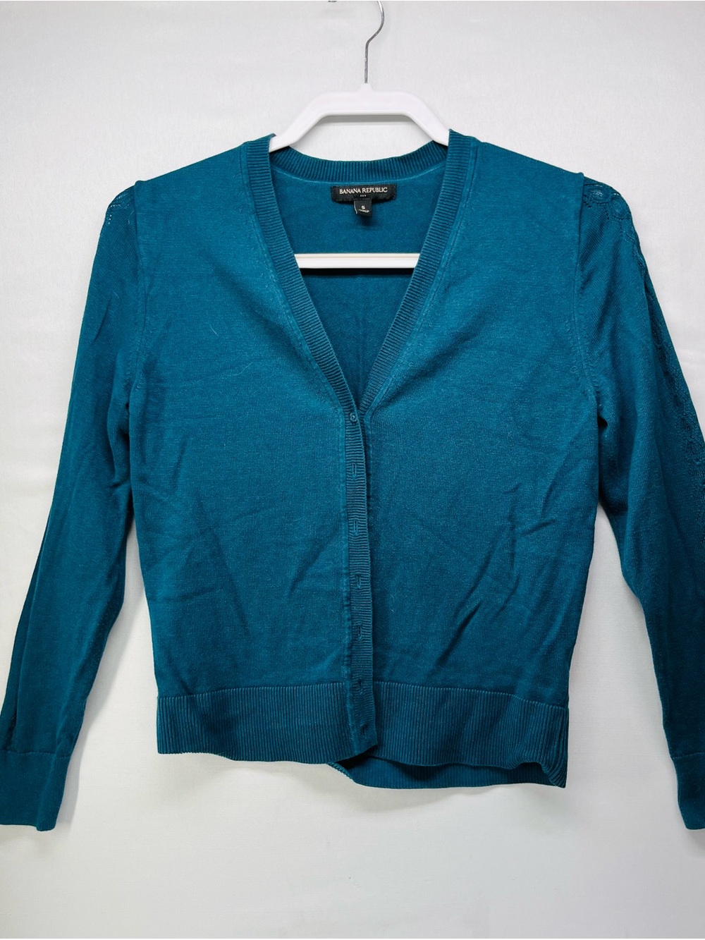 Banana Republic Teal V-Neck Button Cardigan